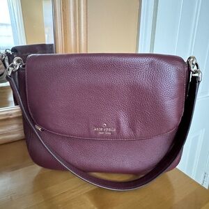 kate spade Pebbled Leather Shoulder Bag in Wine